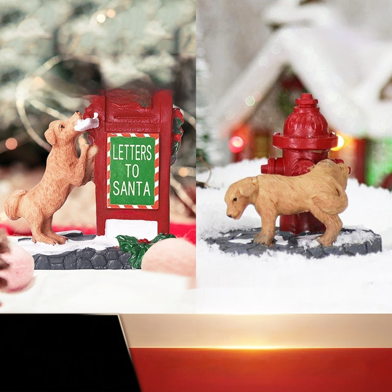 Christmas Gift Home Decor Resin Crafts Ornaments Cartoon Little Red Dog Mailbox Animal Accessories