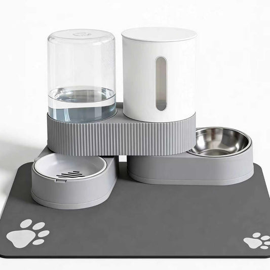 Gravity Cat Feeder 2 Pack Automatic Food Feeder And Water Dispenser Set Detachable Pet Bowl With Silicone Mat For Cats Small Medium Dogs, Large Capacity