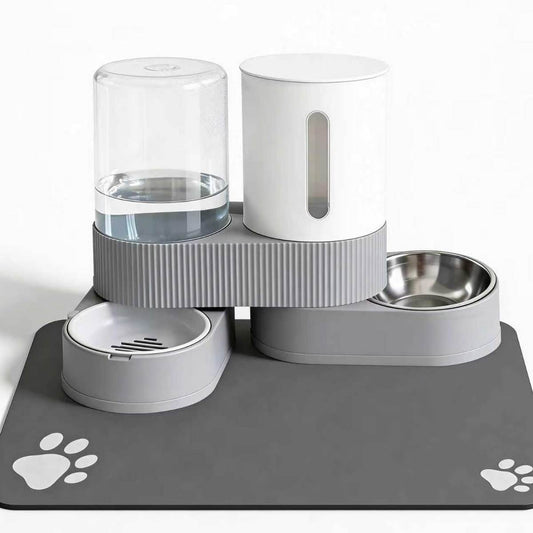Gravity Cat Feeder 2 Pack Automatic Food Feeder And Water Dispenser Set Detachable Pet Bowl With Silicone Mat For Cats Small Medium Dogs, Large Capacity