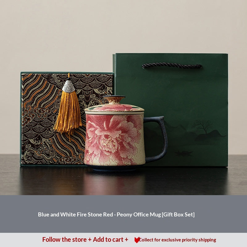Retro Ceramic Mug With Lid For Personal Use
