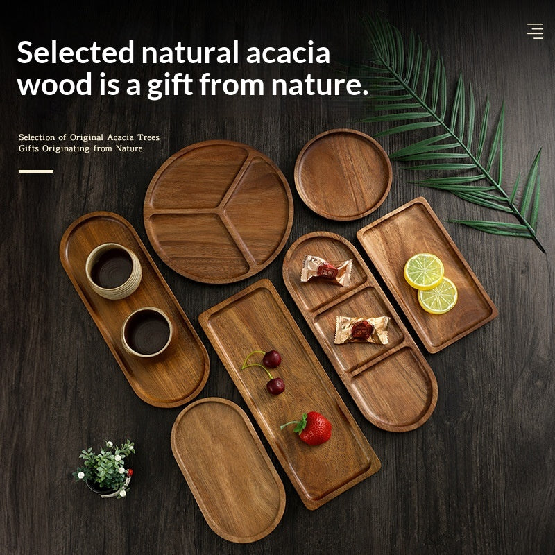 Wooden Tray Enclosing A Snack Plate Japanese-style Tea Tray