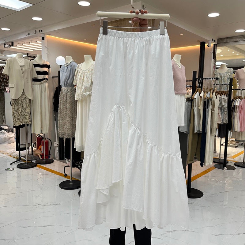 Ruffled Asymmetrical Skirt Womens Korean Style