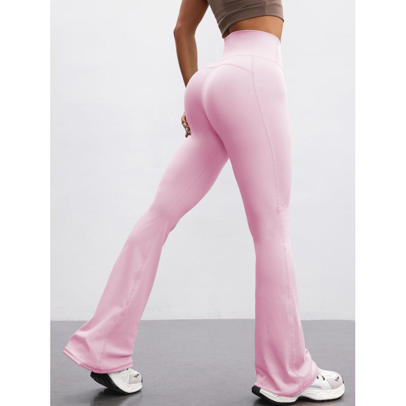 High-waisted Casual Flared Pants For Fitness And Sports