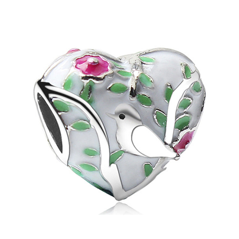 Animal-themed Colorful Heart-shaped Large-hole Beads For DIY Bracelet Accessories