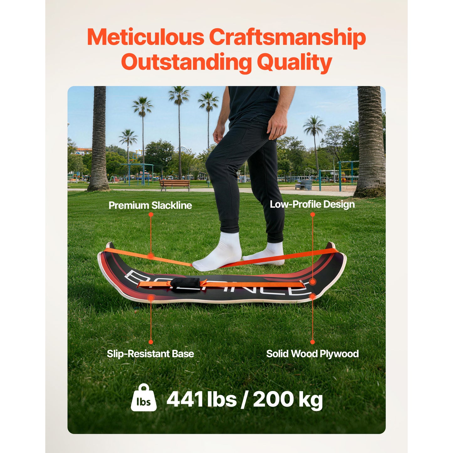 Balance Board, Wobble Board Trainer For Adults, Premium Wooden Curved Balance Training Equipment, Compact & Lightweight For Core Workouts, Standing Desk Exercise, Home Gym, Yoga & More, Orange