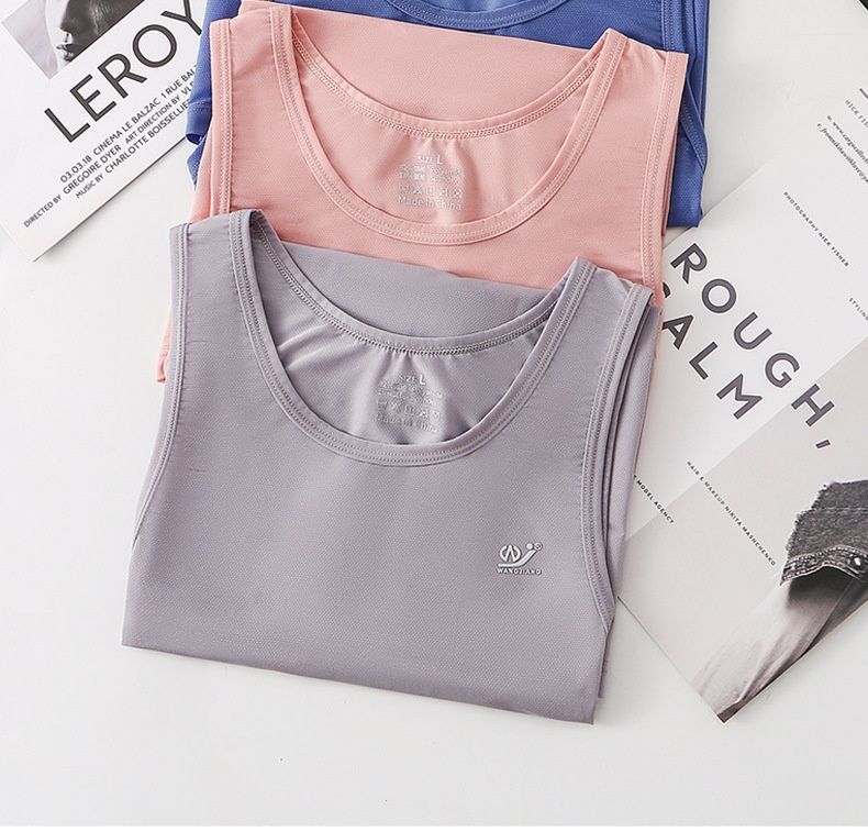 Men's Ice Silk Summer Sports Vest Men's And Women's Slim-fit Breathable Mesh Quick-drying Sports Running Yoga Bottoming Shirt