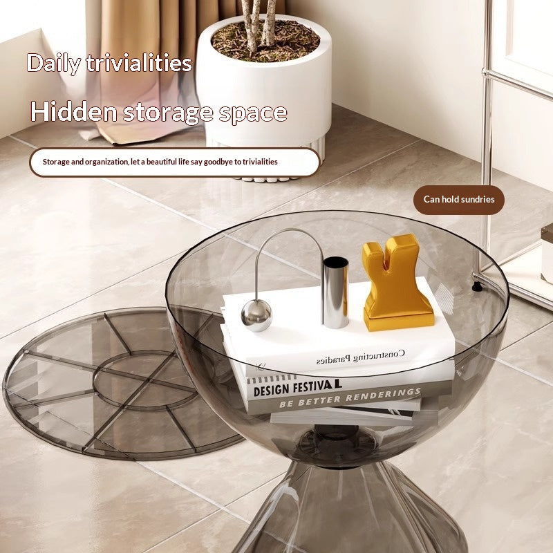 Transparent Floor-to-ceiling Teddy Bear Sofa Living Room Mobile Bedside Table Small Internet-famous Coffee Table