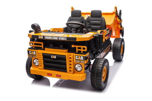 12V 2 Seater Ride On Dump Truck, 2WD 6-Wheel Ride On Toys For Big Kids With Remote Control, Toy Shovel, LED Lights & Music, Suspension Spring  Ages 3