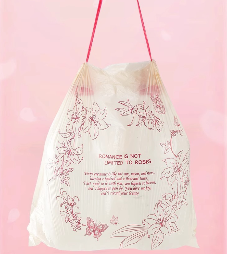 Extra Thick Lily Scented Drawstring Garbage Bags, Heavy Duty For Kitchen & Bathroom, Easy Tear-off Plastic Trash Bags With Long-lasting Fragrance