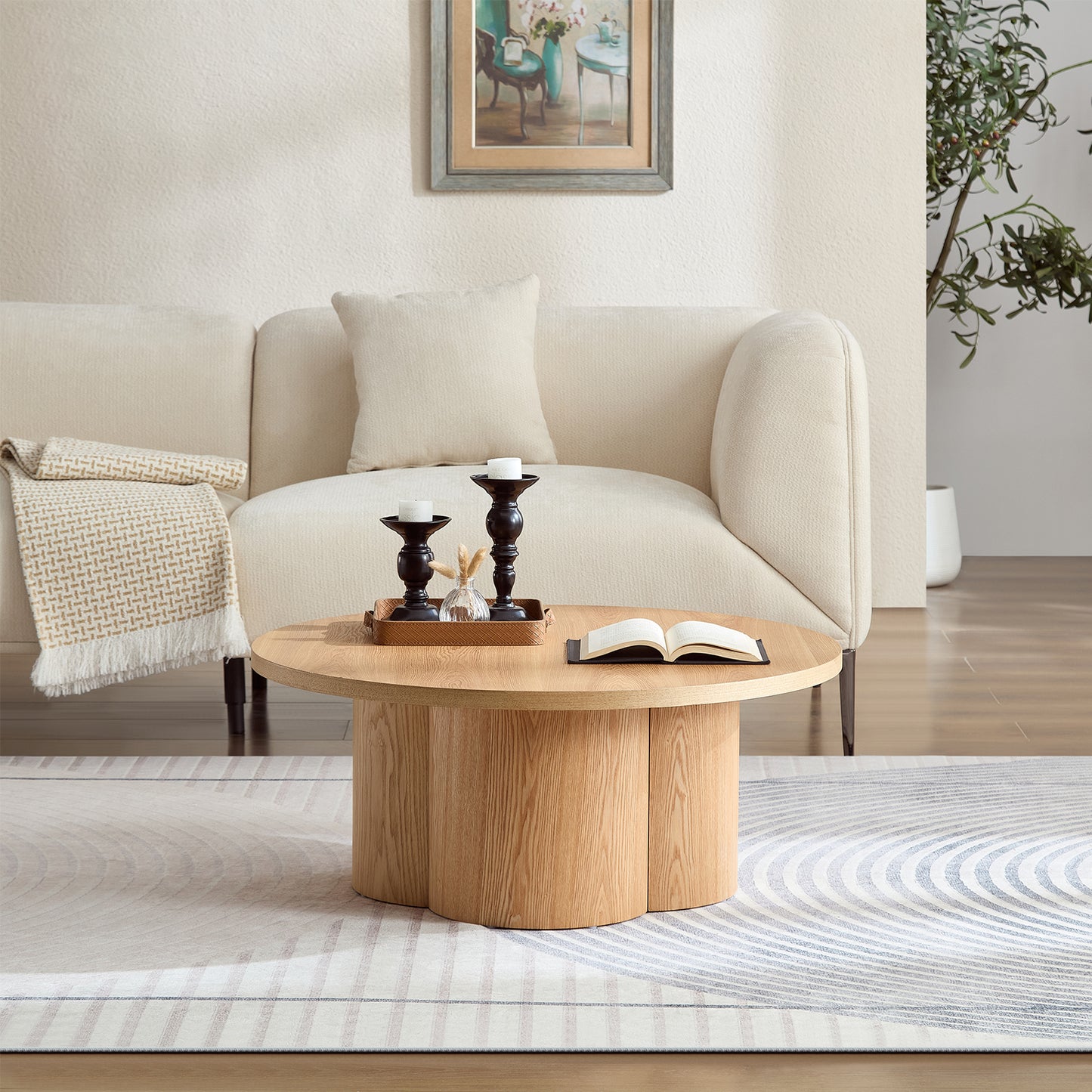 Round Coffee Table Modern Accent Tea Table For Bedroom Living Room Office Apartment