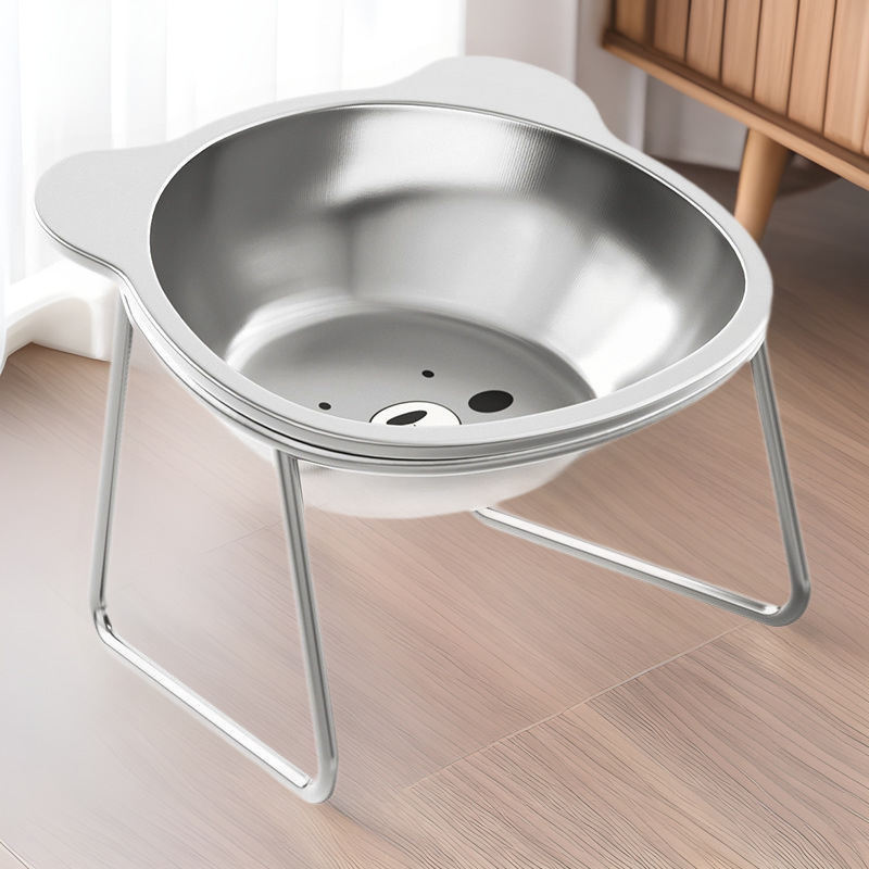 Stainless Steel Pet Height Increasing Neck Support Rack Cat Bowl