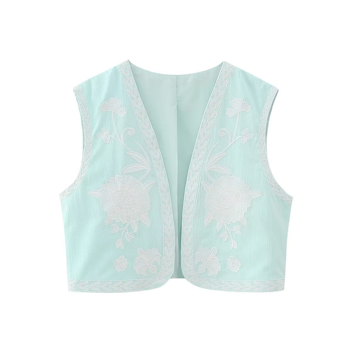 Summer Womens New Multi-color Embroidered Open-front Vest