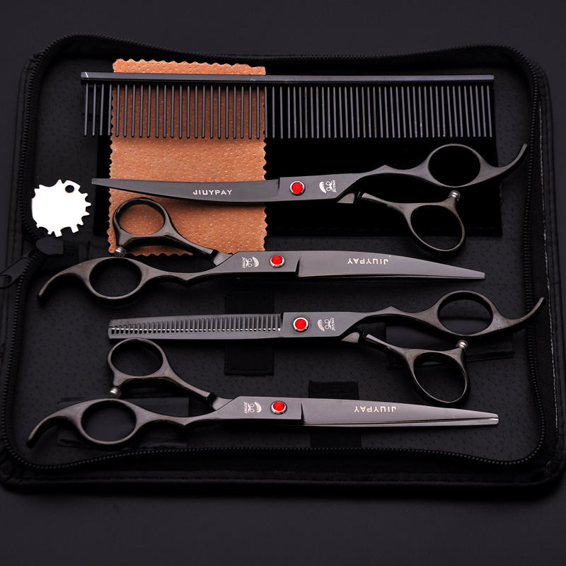 Pet Scissors, Stainless Steel, Black, Round Tips