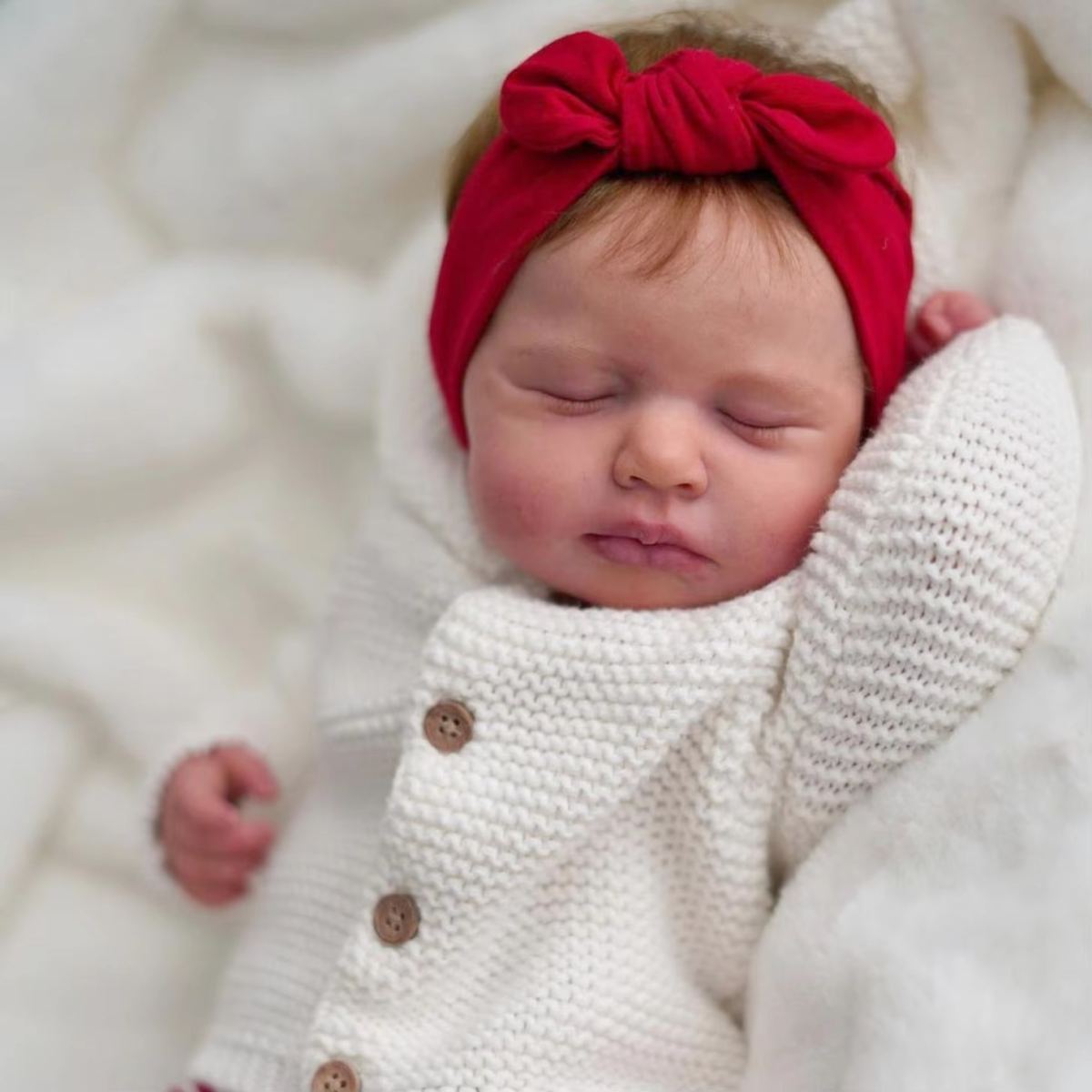 3D High-Color Lifelike Hair Transplant 50cm Reborn Doll With Closed Eyes For Sleeping