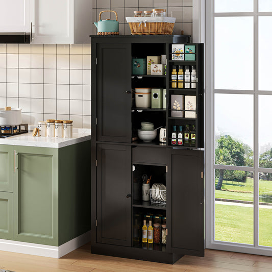 Kitchen Cabinet, Multifunctional Tall Cabinet, Sideboard With Two Shelf Doors, Storage Compartments And Internal Drawer, 182 X40 X75, Suitable For Kitchen, Dining Room And Living Room.