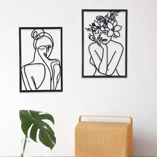 Artistic Iron Wall Hanging Featuring Feminine Body Lines For Wall Decor