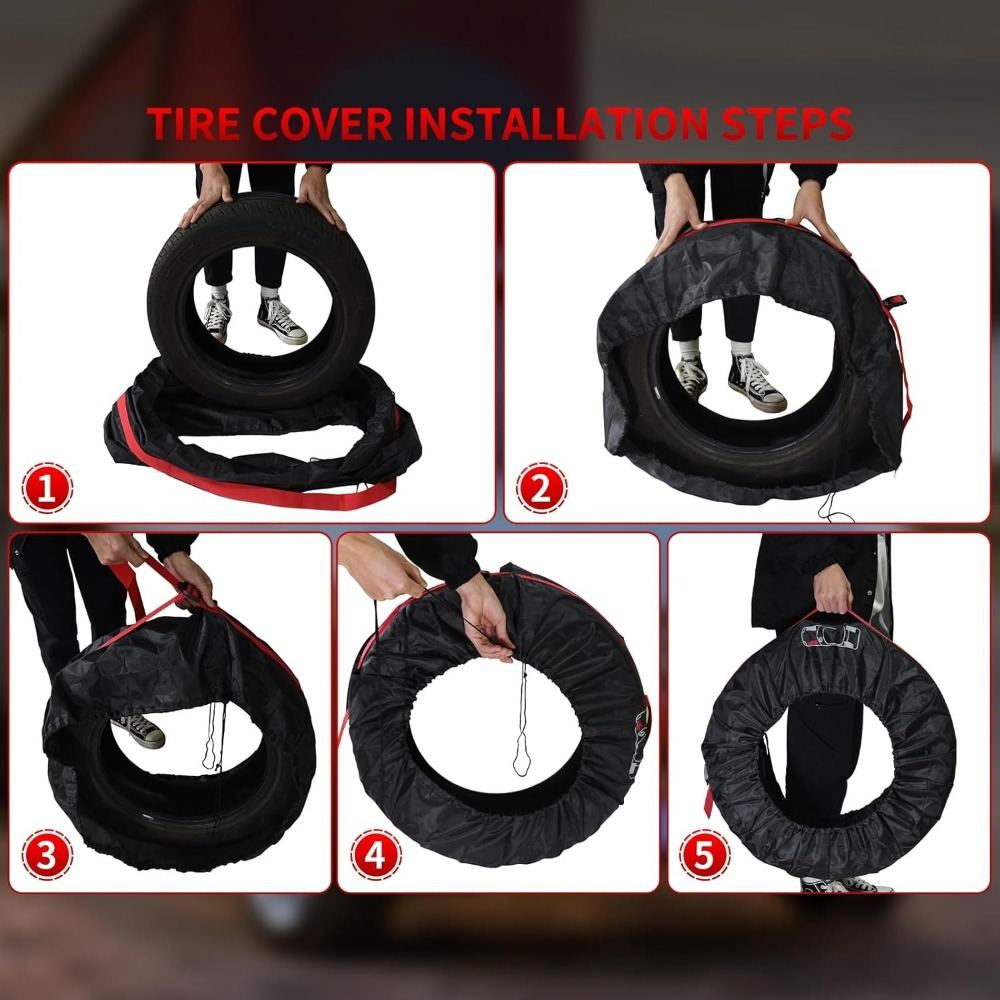 Multi-piece Party Value Pack, Tire Bag Set 18–22 Inches, 4-Piece Tire Storage Bag, Tire Protection Cover For Convenient Transport And Storage, Black (Diameter 80 Cm)
