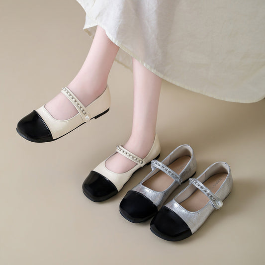 Spring Silver Evening Small Leather Shoes Flat Bottom 2026 New French Fashion Style Small Fragrant Mary Jane Single Shoes For Women