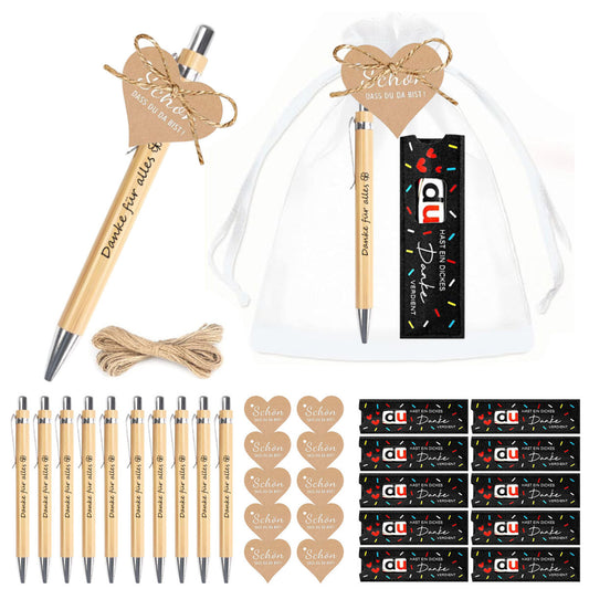 40-Piece Thank-You Gift Set: Expressing Gratitude For Everything; Ballpoint Pen Gifts; Wooden Farewell Gifts; Chocolate Bags