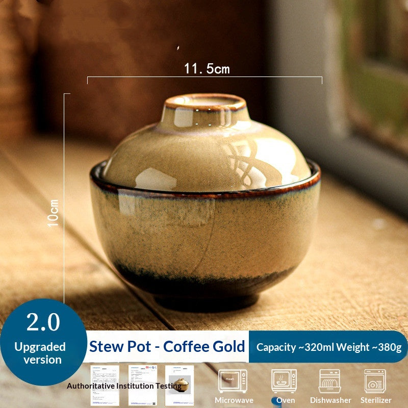 Stewing Pot For Water Bath Cooking Household Ceramic Dessert Bowl With Lid