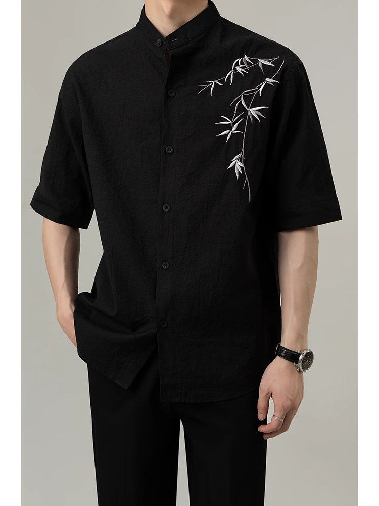 Korean-style Loose-fit Short-sleeve Shirt For Men