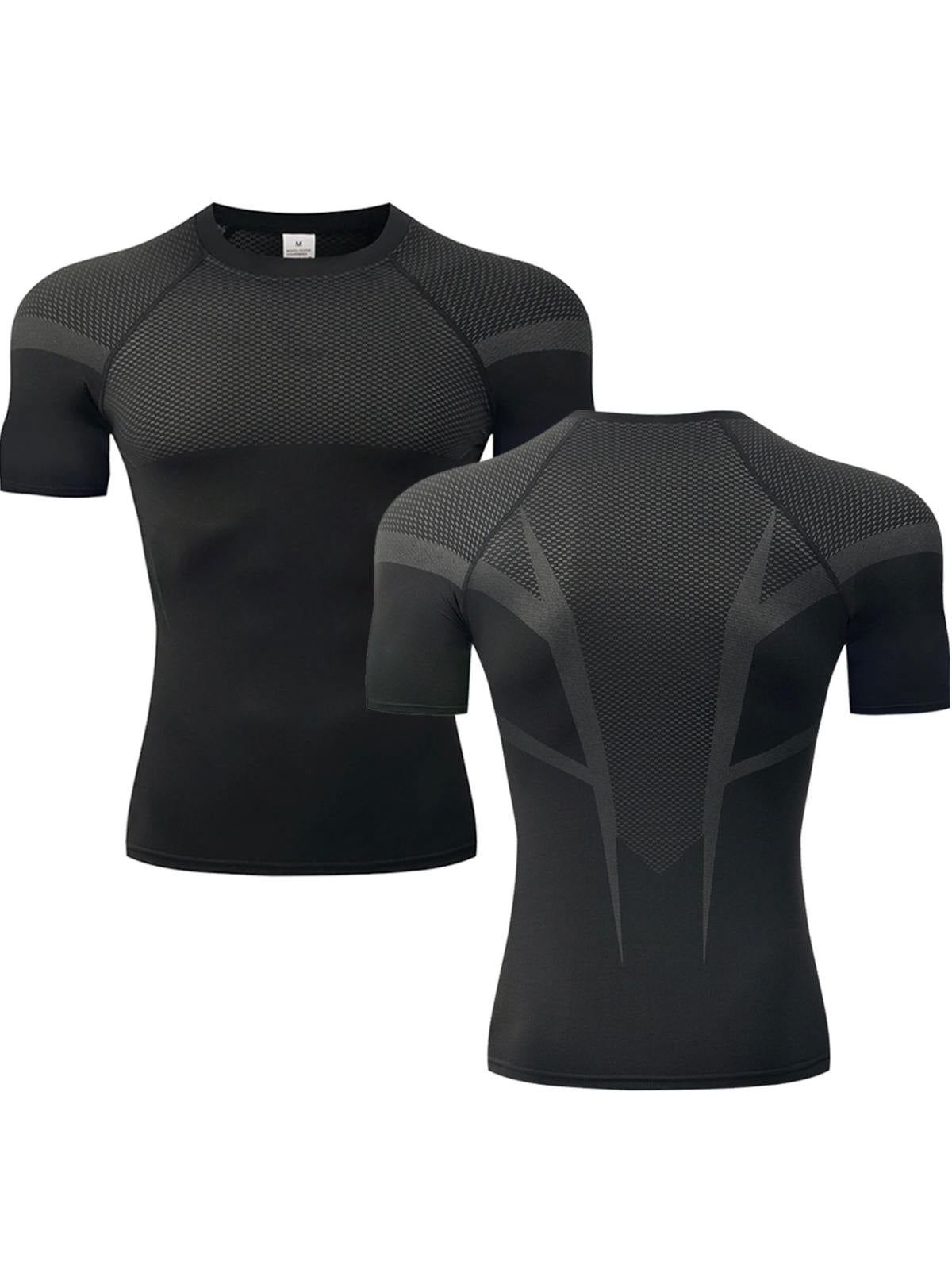 Men Mesh Back Compression T Shirt Short Sleeve Quick Dry Breathable Gym Workout Tops Athletic Running Fitness Undershirt Stretch Sports Base Layer Tee