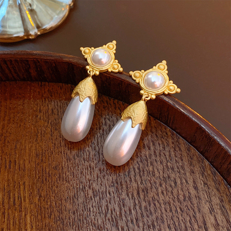 French Vintage Premium Earrings For Women Silver Needle Studs Elegant Luxury