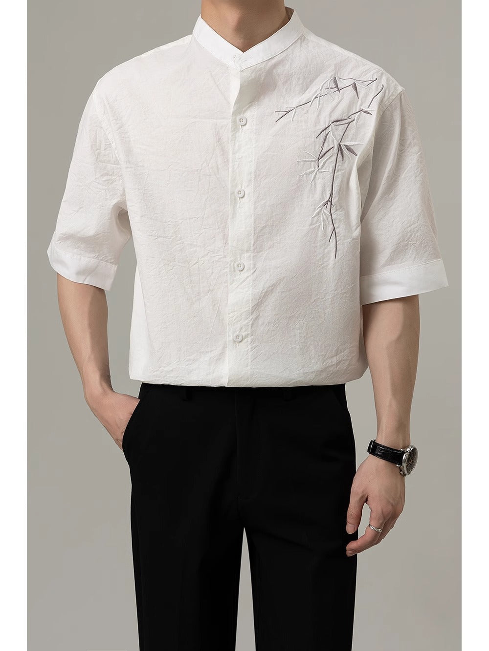 Korean-style Loose-fit Short-sleeve Shirt For Men