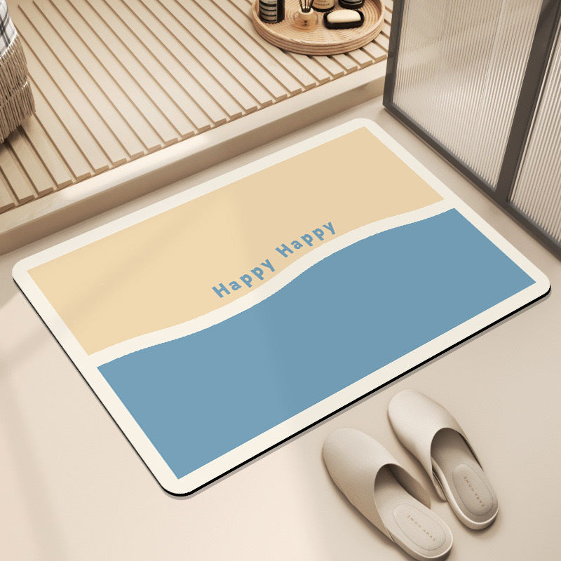 Modern Minimalist Color-block Diatomaceous Earth Bath Mat