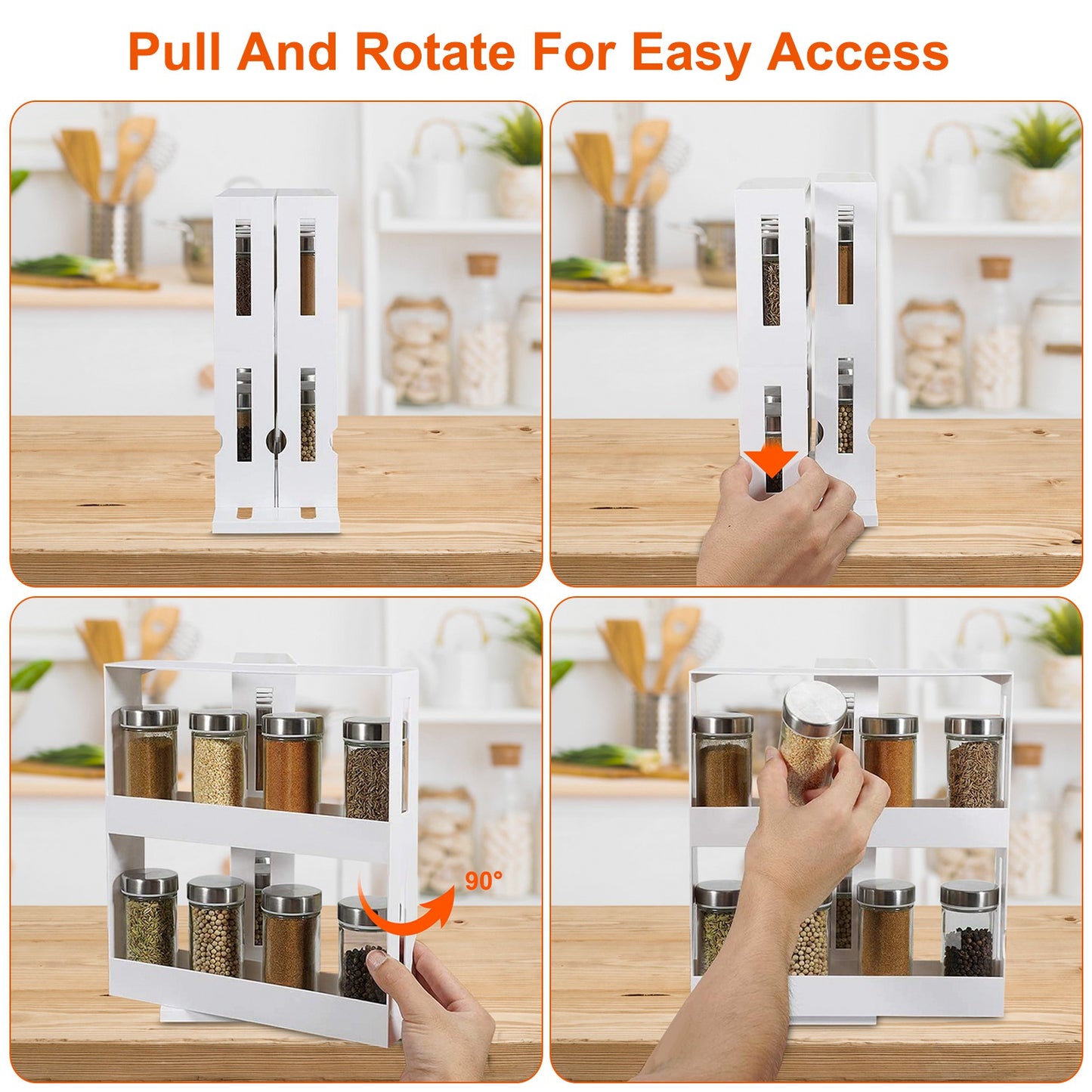 1Pc Swivel Cabinet Organizer Revolving Kitchen Rack Spice Organizer For Cabinet Condiment Holder Shelf