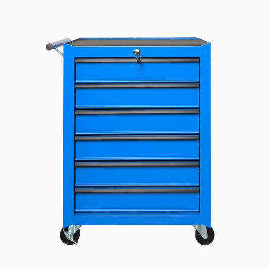 Rolling Metal Tool Chest with 6 Drawers, 20" 6-Drawer Tool Chest Cabinet with Ball Bearing Drawer Slides, Steel Tool Storage Box Organizer  -BLUE