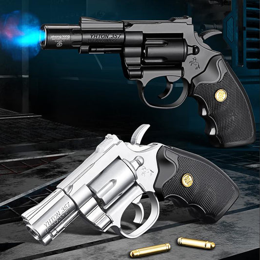 Creative Revolver Pistol Lighter, .357 Magnum Gun Shape Butane Torch Lighter, Windproof Blue Flame Jet Lighter, Cool Gadgets Unique Men's Birthday Gift -Gas Not Included