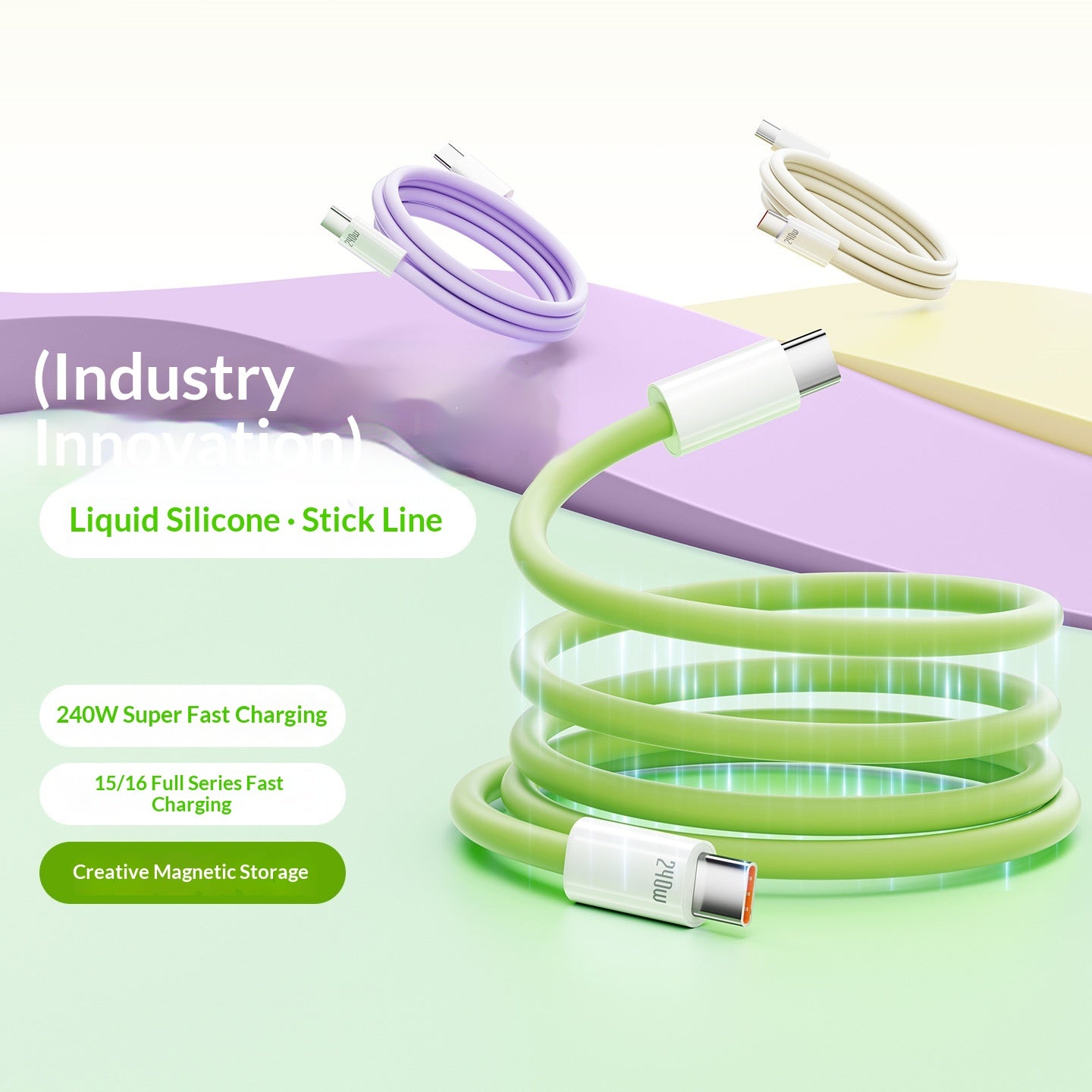 Silicone Magnetic Cable 240W Super-Fast Charging Data Cable