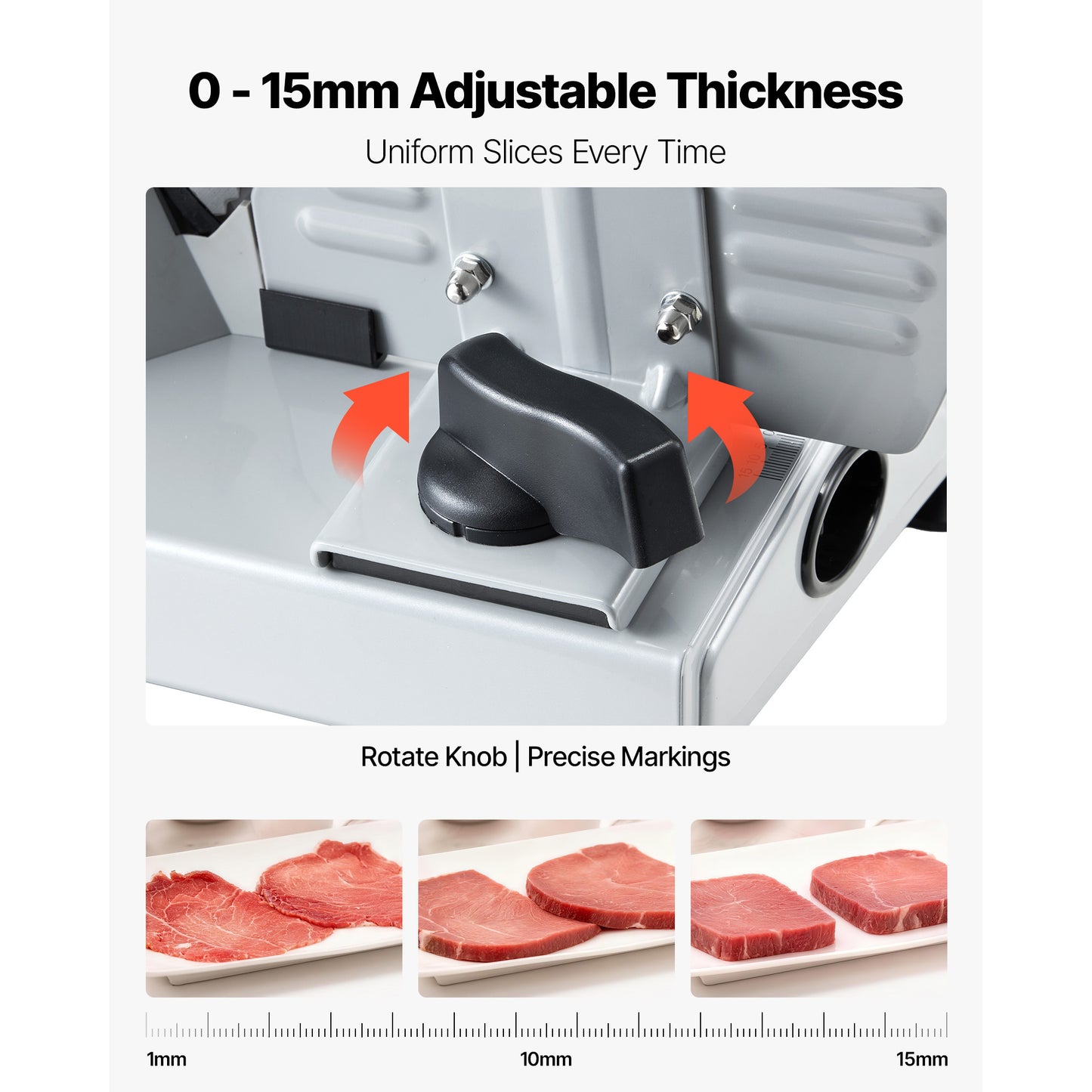 Meat Slicer, 7.5 Electric Deli Slicer With SUS420 Blade & 0-0.6 Adjustable Thickness, 200W Home Food-Slicer For F Rozen Meat, Ham, Baguett, Steak, UL Approved