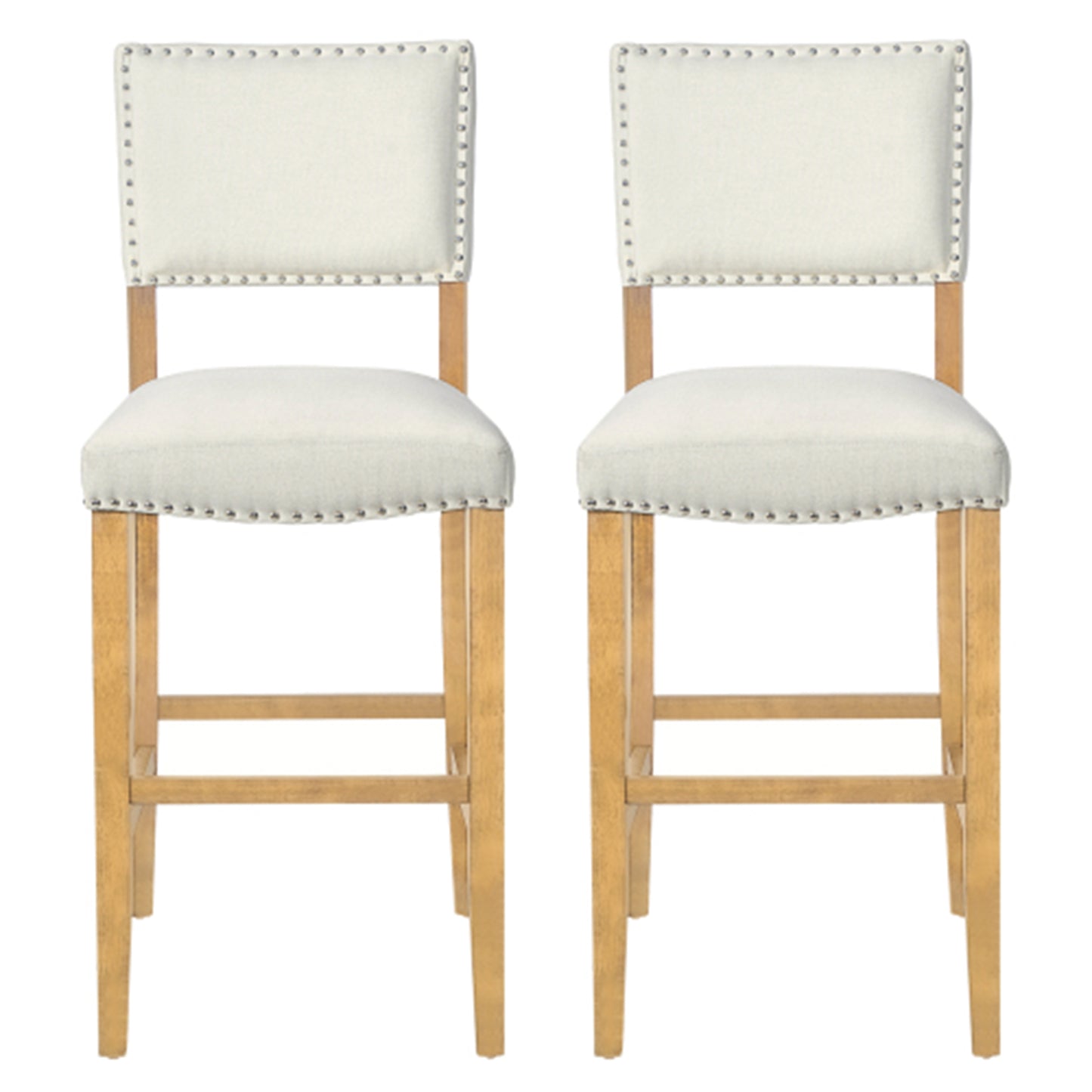 Barstools With Rivet Decoration Set Of 2 , Wood Frame,fabric Sponge Cushion And Upholstered Barstools, Bar Chairs For Kitchen Island,Bedroom,Dining Room.