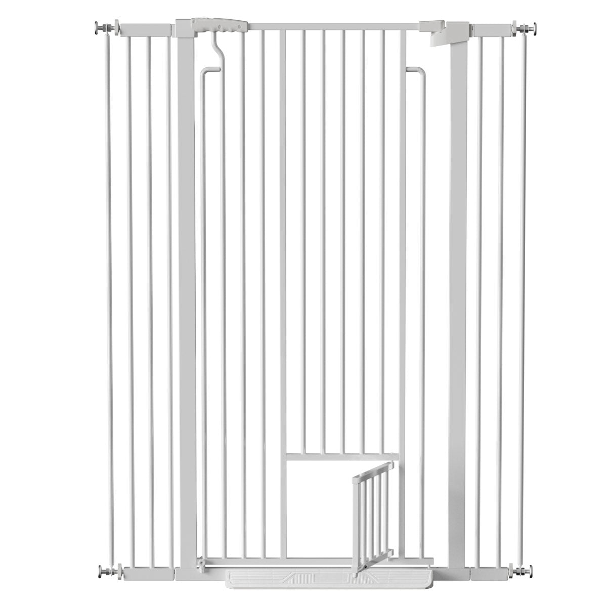 53.15  Extra Tall Cat Gate, 29.53 -40.16  Wide With Small Cat Door, Auto Close Safety Pet Gate, 1.37  Narrow Bar Spacing, NO Drilling Pressure Mount Kit For Cats And Dogs, White