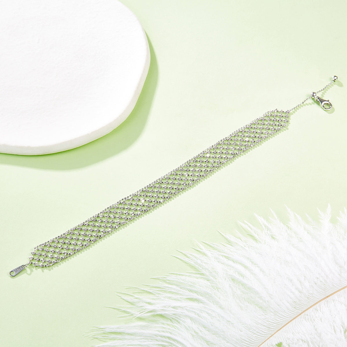 S925 Sterling Silver Hollow Mesh Bracelet For Women, 3.5g Lightweight Wide Chain, Platinum Gold Rose Gold Plated, Fashion Jewelry Gift Box