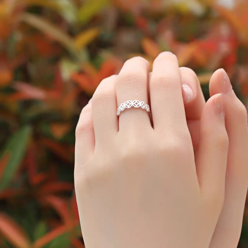 1pc 999 Sterling Silver Hollow Coin Open Ring, Retro Lucky Charm Style, Perfect For Daily Wear & Valentine's Day Gift