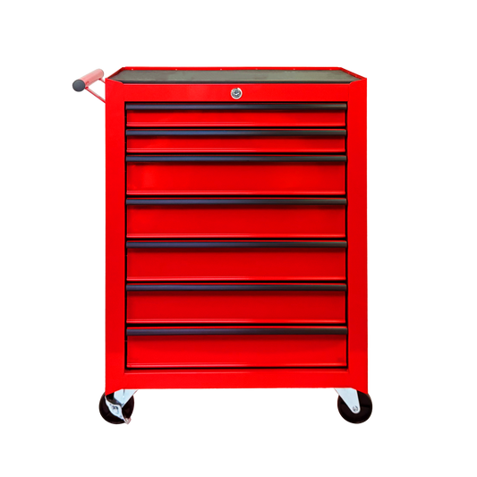 Rolling Metal Tool Chest With 7 Drawers, 20inch 7-Drawer Tool Chest Cabinet With Ball Bearing Drawer Slides, Steel Tool Storage Box Organizer -RED