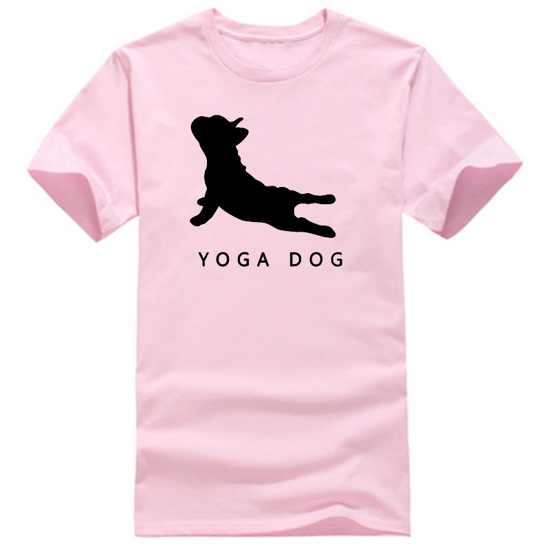 YOGA DOG Letter Crew Neck Short Sleeve Wide T-shirt