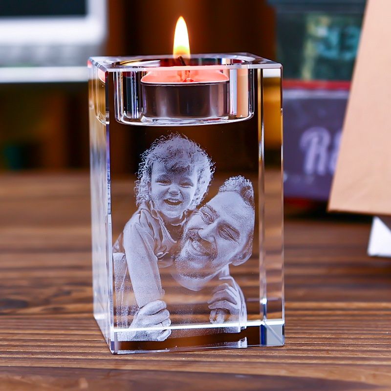 Crystal Candlestick Ornaments Pet Couple Keepsake Photos