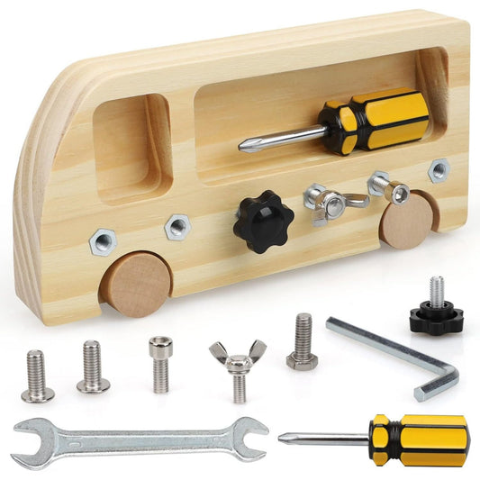 Woodworking Craft Kit: Wooden Car With Tools And Accessories—Party Supplies Set