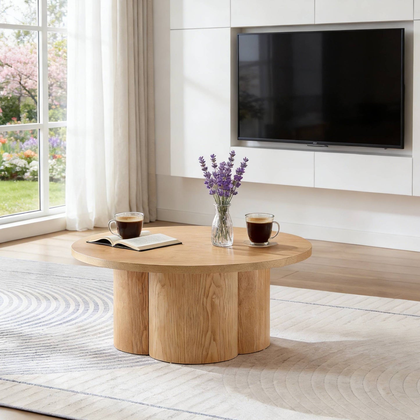 Round Coffee Table Modern Accent Tea Table For Bedroom Living Room Office Apartment