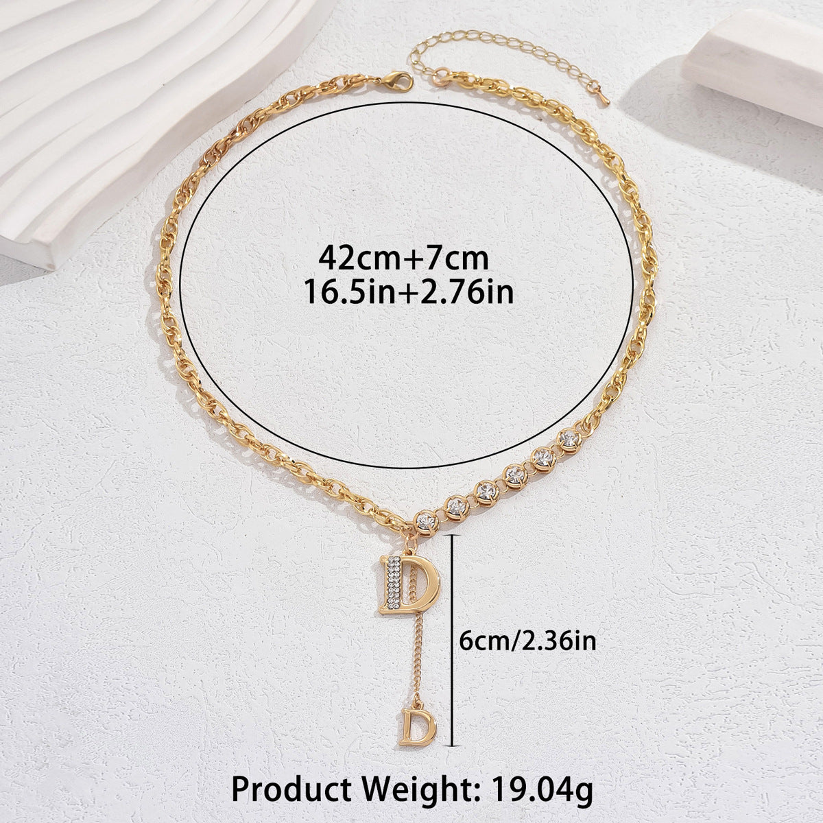 Sweet Korean Style Women Necklace, Unique Alphabet Niche Design Clavicle Necklace Inlaid Cubic Zirconia, Versatile Daily Neck Jewelry