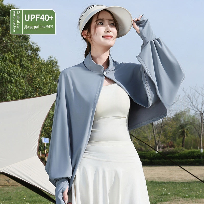 Womens Outdoor UV-Protective Cycling Cape, Loose-Fitting Shawl