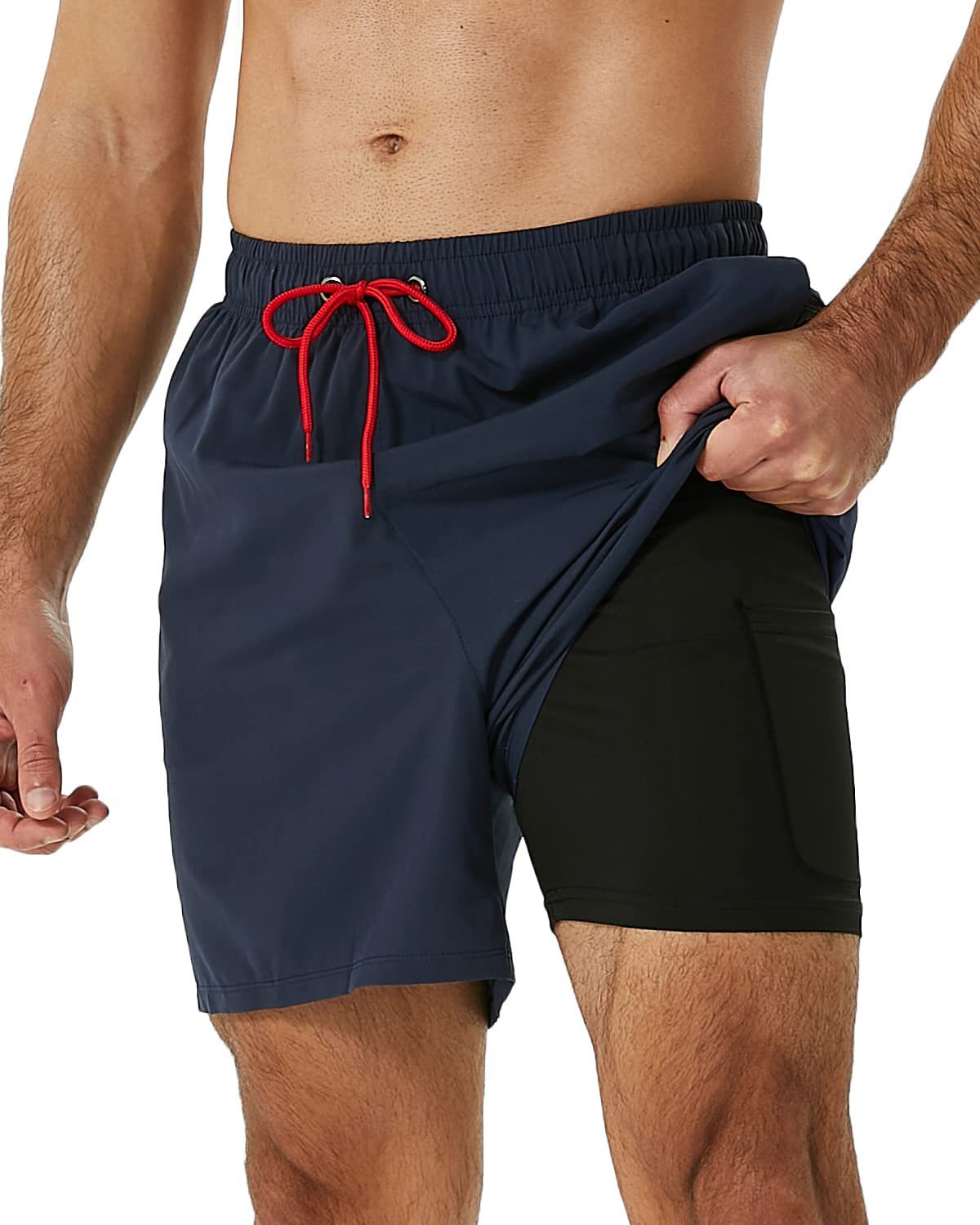 Swim Trunks With Compression Liner 2-in-1 For Casual And Fitness Use