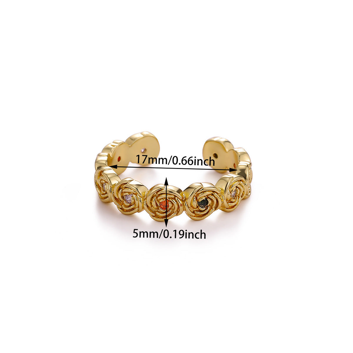 European Style Flower Zircon Adjustable Ring Vintage Fashion Female Finger Jewelry