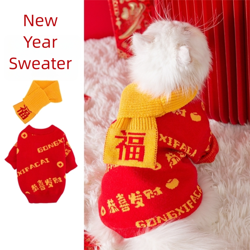 Winter Cat Clothes, National Style, Coil Buckles, New Year's Cotton Clothes, Vests, Puppets, Kittens, Puppy Clothes, Pet Clothes