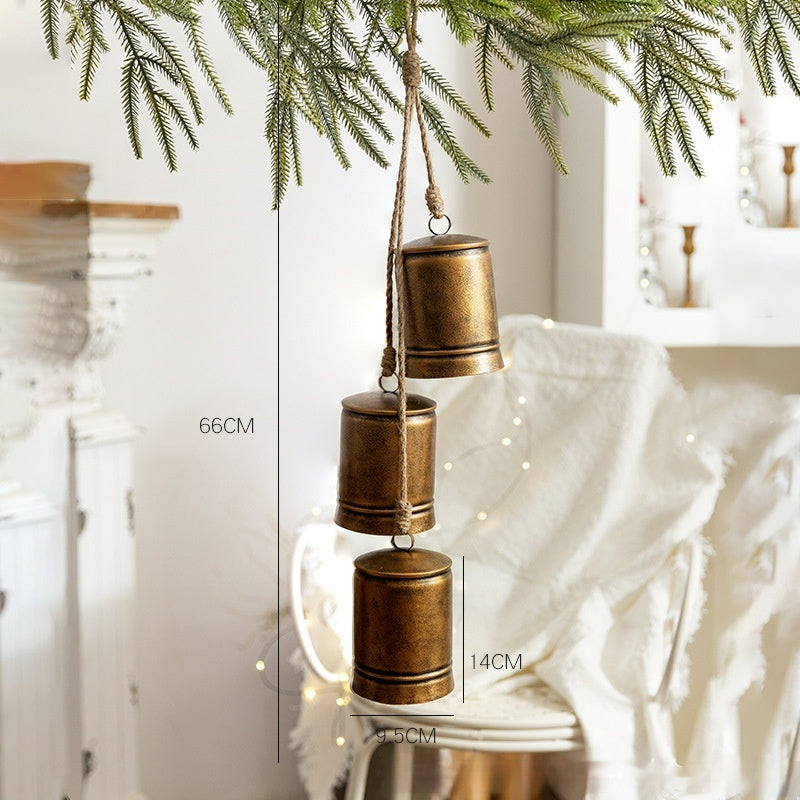 Retro Iron Art Bell Pendant Rattan Garland Accessories