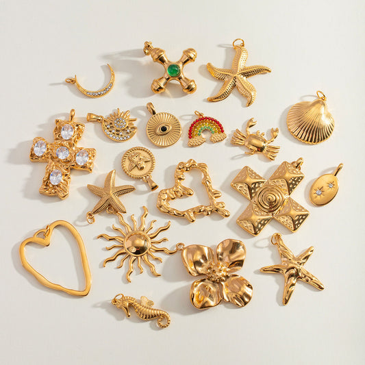18K Gold Stainless Steel Three-dimensional Solar Oil Pressure Parts Ornament Oversized Accessories
